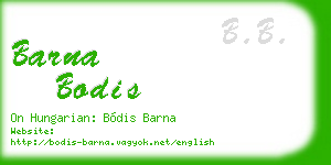 barna bodis business card